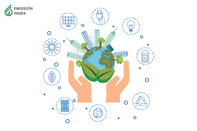 Illustration titled 'Energy Security and Independence.' The image features hands holding a globe, surrounded by a clean and green environment. The illustration highlights how clean energy, derived from renewable sources, can significantly contribute to enhancing energy security and independence for countries worldwide. By reducing reliance on imported fossil fuels, nations can build a more sustainable and resilient energy system.