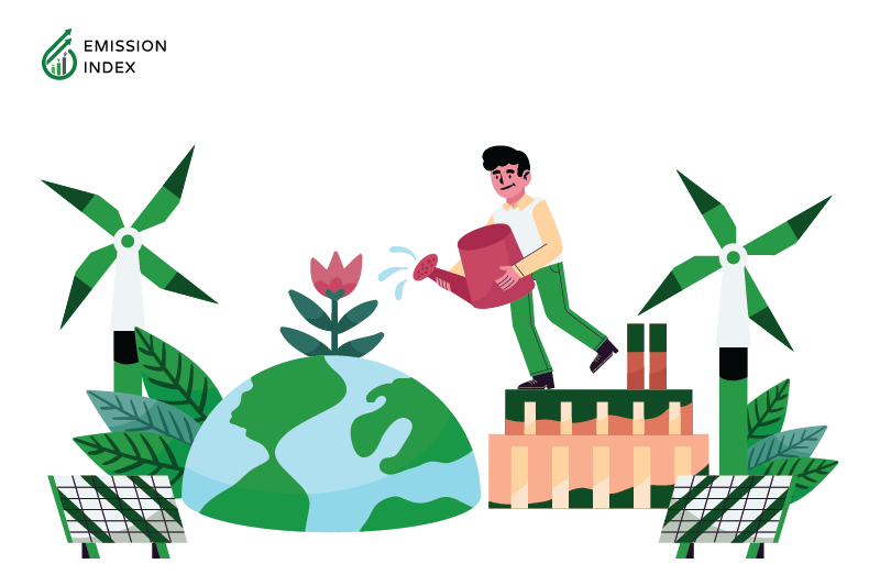 Illustration titled 'What is Renewable Energy.' The image features a man watering a globe and enjoying a sustainable environment around him. Renewable energy, often called clean energy or green energy, encompasses various reusable energy sources, including solar, wind, hydropower, geothermal, and biofuels. Unlike fossil fuels, these sources are virtually inexhaustible and provide a continuous energy flow without depleting the Earth's resources. By harnessing renewable energy, we can mitigate the negative impacts of fossil fuels and meet our growing energy needs in a sustainable manner.