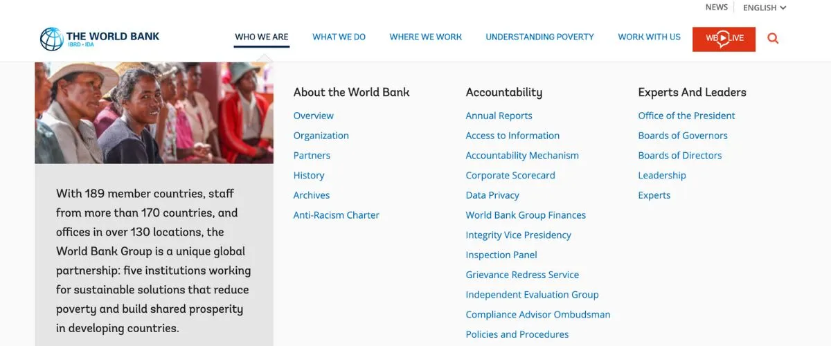 The World Bank screenshot.