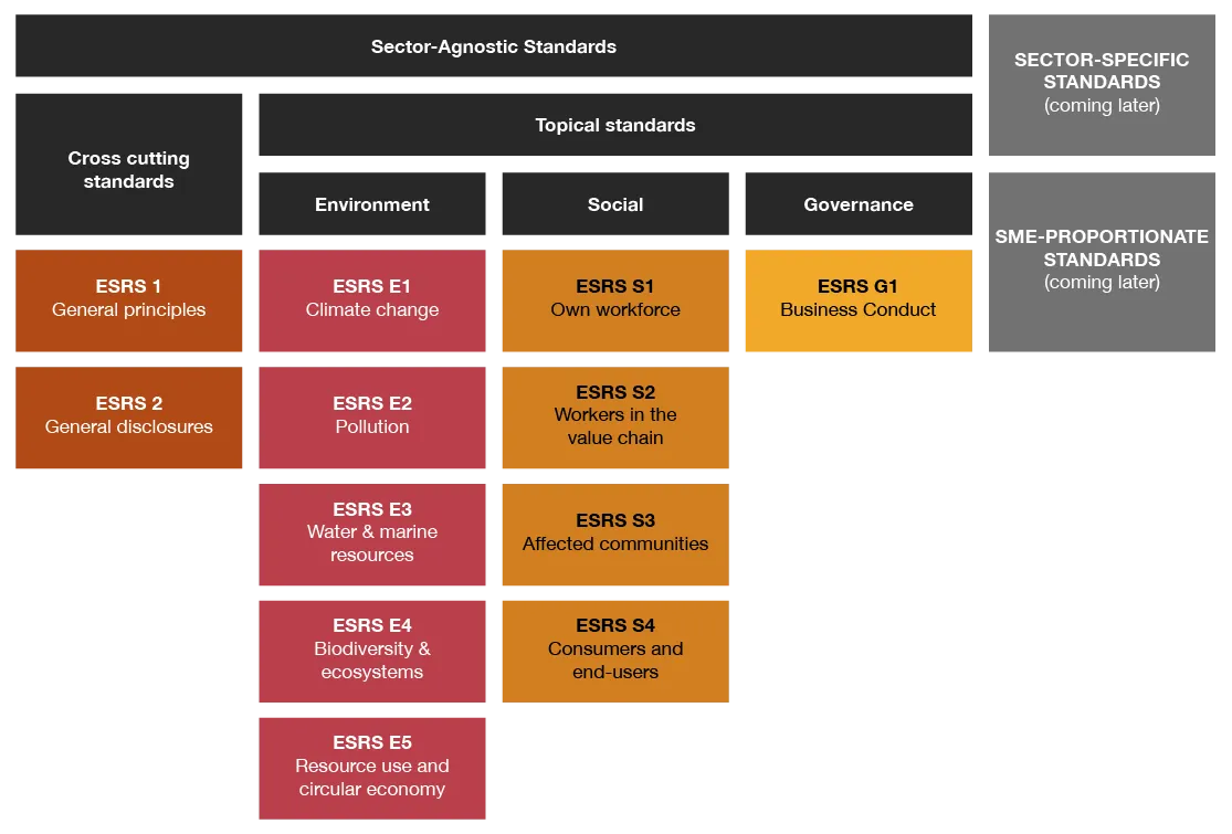Infographic of the varying ESRS standards